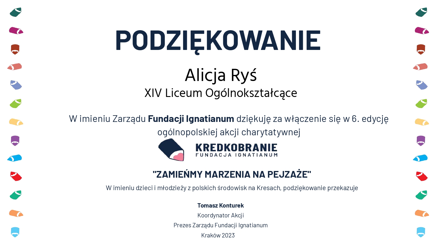 Podziękowania dla XIV LO.